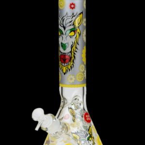 10" JJ WOLF GLOW IN THE DARK ICE CATCHER GLASS WATER PIPE